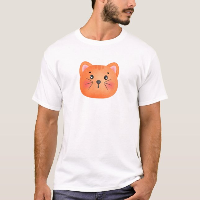 Brown Cat Niedlich Face T - Shirt (Vorderseite)