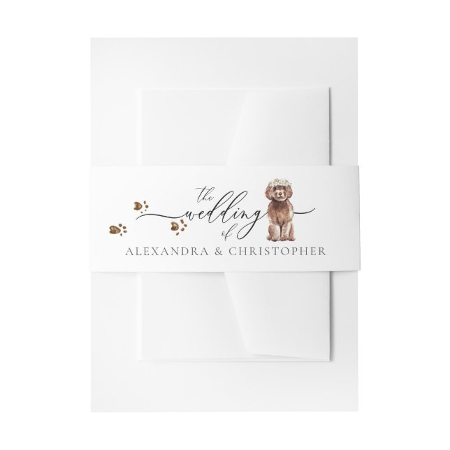 Brown Cavapoo Welpe Dog Owner Wedding Calligraphy Einladungsbanderole (Vorderseite Beispiel)
