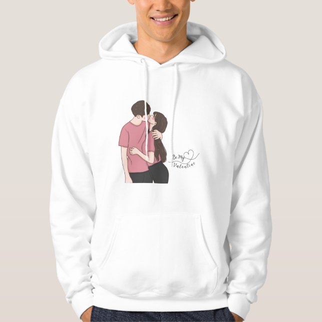 Brown Champagne Pink Be My Valentine Couple Hoodie (Vorderseite)