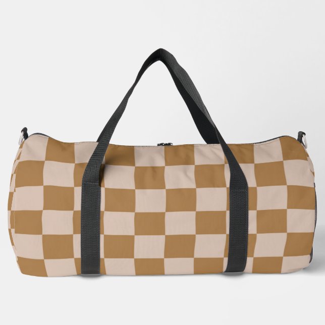 Brown Checkerboard Duffle Bag (Vorderseite)