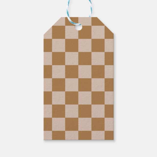 Brown Checkerboard Geschenkanhänger (Vorderseite)