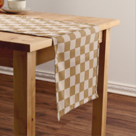 Brown Checkerboard Kurzer Tischläufer