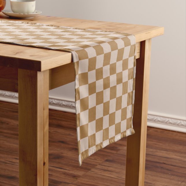 Brown Checkerboard Kurzer Tischläufer (Beispiel)