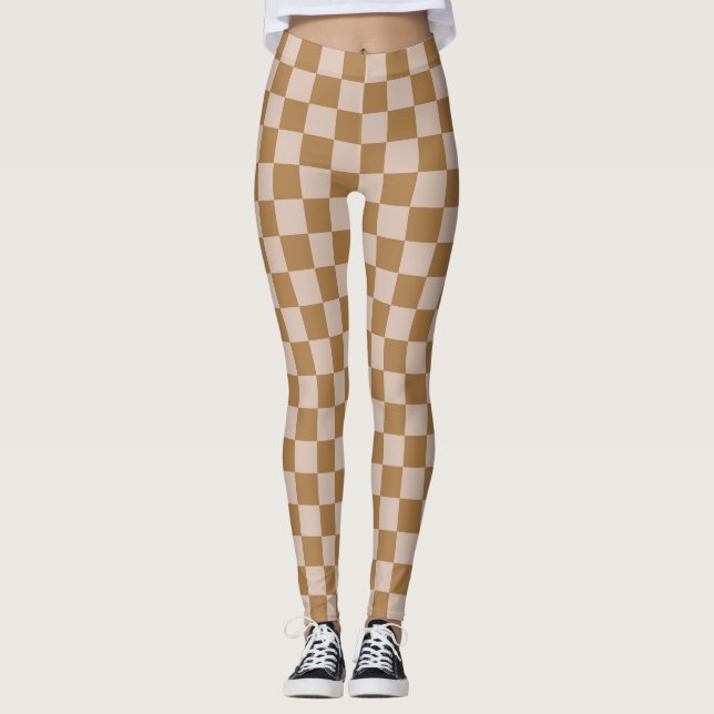Brown Checkerboard Leggings (Vorderseite)