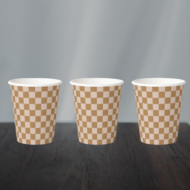 Brown Checkerboard Pappbecher (Von Creator hochgeladen)