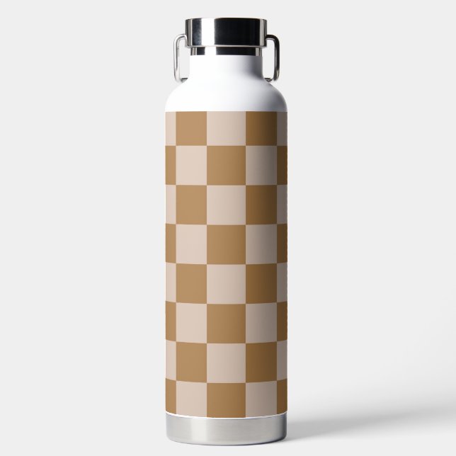 Brown Checkerboard Trinkflasche (Vorderseite)