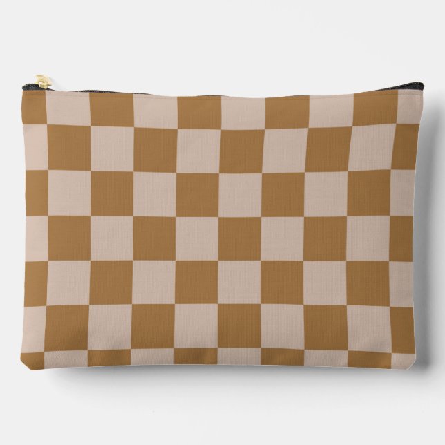 Brown Checkerboard Zubehörtasche (Vorderseite)