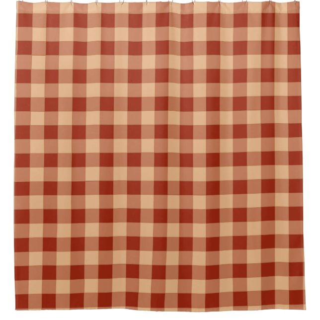 Brown Checkered Gingham Pattern Duschvorhang (Vorderseite)