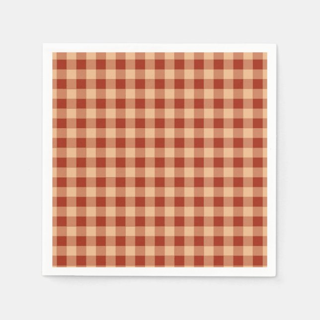 Brown Checkered Gingham Pattern Serviette (Vorderseite)