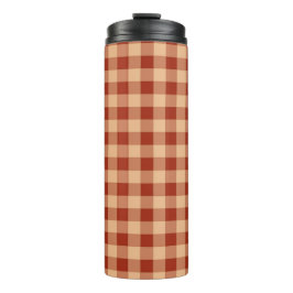 Brown Checkered Gingham Pattern Thermosbecher