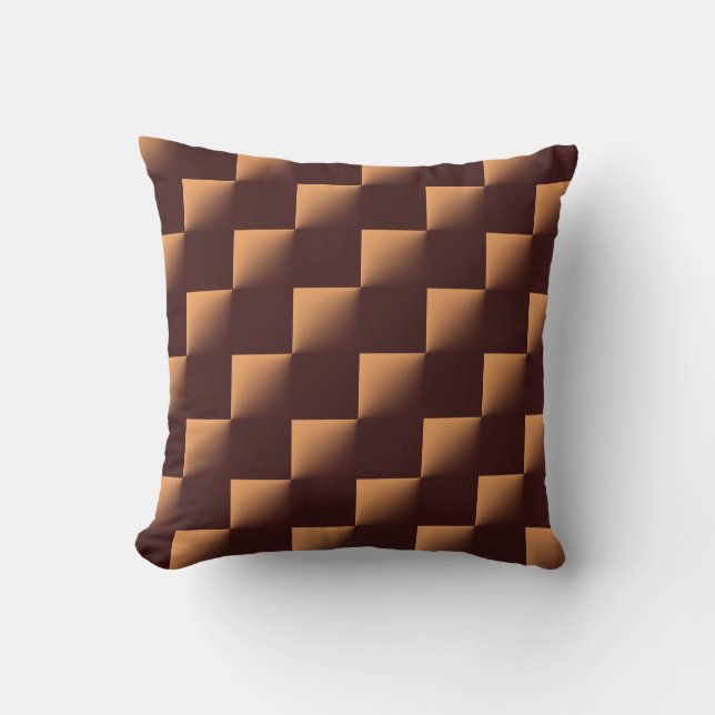 Brown Checkered Pattern Kissen (Vorderseite)