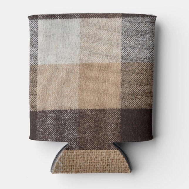 Brown Checkered Wool: Tartan Texture Dosenkühler (Vorderseite)