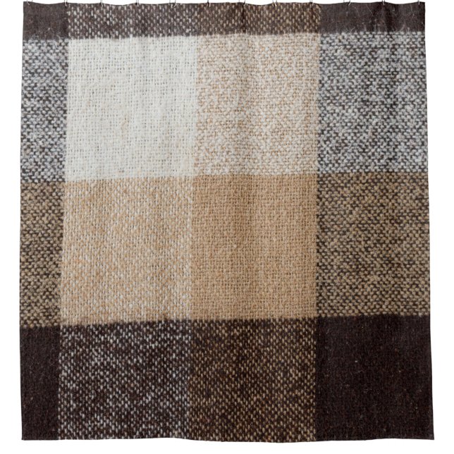 Brown Checkered Wool: Tartan Texture Duschvorhang (Vorderseite)