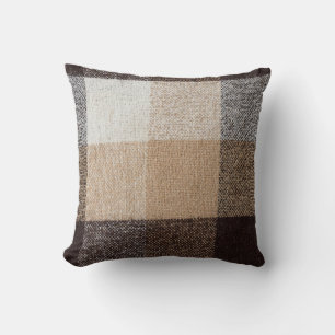 Brown Checkered Wool: Tartan Texture Kissen