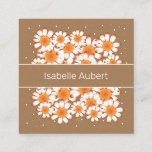 Brown Chic Floral Square Business Cards Quadratische Visitenkarte
