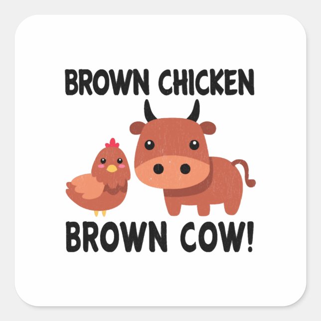 Brown Chicken Brown Kuh Quadratischer Aufkleber (Vorderseite)