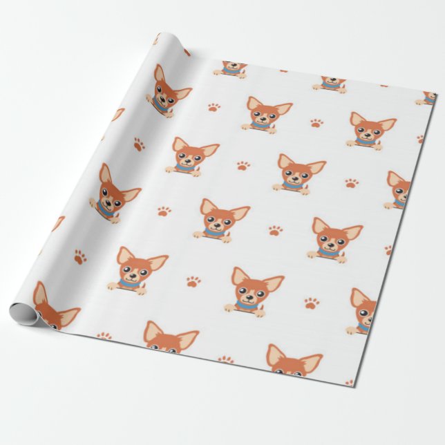 Brown Chihuahua Dog Pattern Geschenkpapier (Ungerollt)