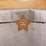Brown Christmas Business Star Shape Sticker<br><div class="desc">Frohe Weihnachten! Einer der bekanntesten Feiertage des Jahres. Es ist auch eine der besten Jahreszeiten für Werbung für Ihr Unternehmen. Starform Aufkleber mit fröhlichen Weihnachtsgrüßen, Ihrem Firmennamen, Stadt oder Stadt und Staat. Sie können es als Zubehör für Ihr Produktverpackungsmaterial verwenden, um Ihren Produktnamen zu fördern. Sie können es auch als...</div>