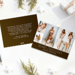 BROWN Christmas Elegante 6 Collage Foto Feiertagskarte<br><div class="desc">Mit dieser Weihnachtskarte mit einem einfachen, minimalen und sauberen Design, die das ganze Jahr über die Highlights Ihrer Familie bietet, teilen Sie sich die Weihnachtskarte. Die Vorderseite besteht aus einer modernen 6-Foto-Collage gepaart mit dem festlichen Gruß "Frohe Weihnachten" in einem eleganten Serif-Schriftart über einer CHOCOLATE BROWN-Farbe, mit Raum, um Ihren...</div>