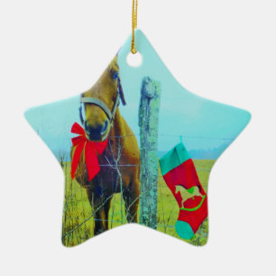 Brown Christmas Horse Keramikornament