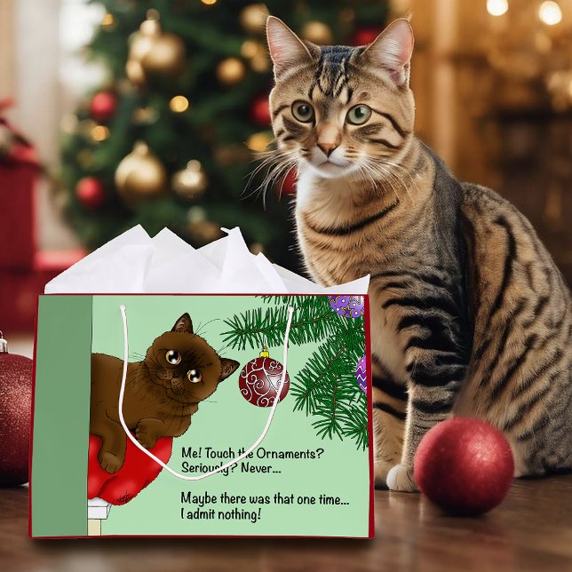 Brown Christmas Ornament Cat Große Geschenktüte (Von Creator hochgeladen)