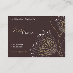 Brown Chrysanthemum Blume Elegante Chic Floral Visitenkarte