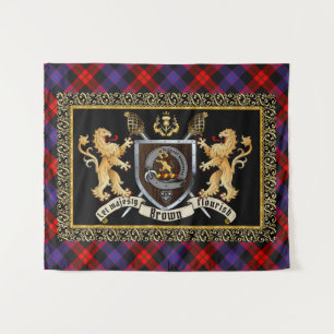 Brown Clan Abzeichen & Motto mit Löwen Wandteppich