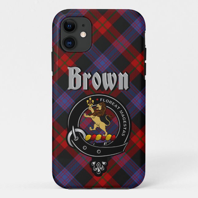Brown Clan Abzeichen & Tartan Phone Case (Rückseite)