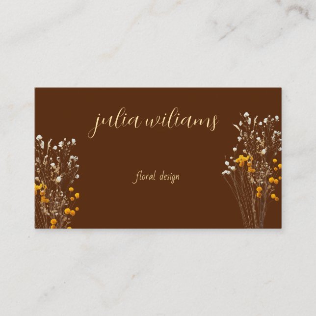 Brown Classic Floral Design Visitenkarte (Vorderseite)