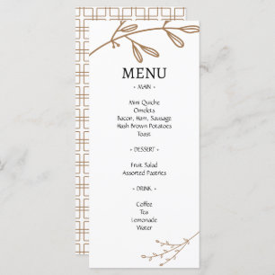 Brown Classic Natural Foliage Brunch Wedding Menükarte