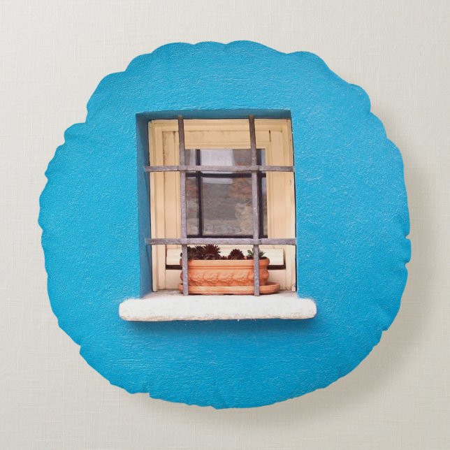 BROWN CLAY POT AUF FENSTER RUNDES KISSEN (Vorderseite)