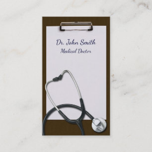 Brown Clipboard with Medical Stethoscope Visitenkarte