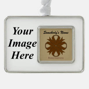 Brown Clover Ribbon Tmpl (H-I) von Kenneth Yoncich Rahmen-Ornament Silber