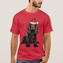Brown Cocker Spanel Funny Christmas Santa Dog T-Shirt