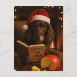 Brown cocker spaniel Cheese Tax Christmas postcard Postkarte