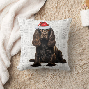 Brown Cocker Spaniel Dog Watercolor Weihnachten Kissen
