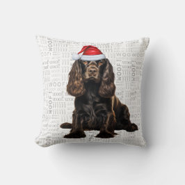 Brown Cocker Spaniel Dog Watercolor Weihnachten Kissen