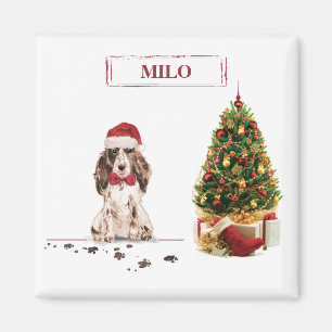 Brown Cocker Spaniel Funny Christmas Dog mit Baum Magnet