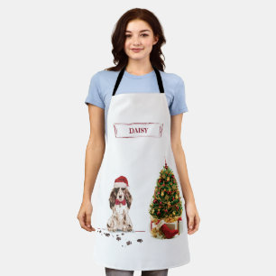 Brown Cocker Spaniel Funny Christmas Dog mit Baum Schürze