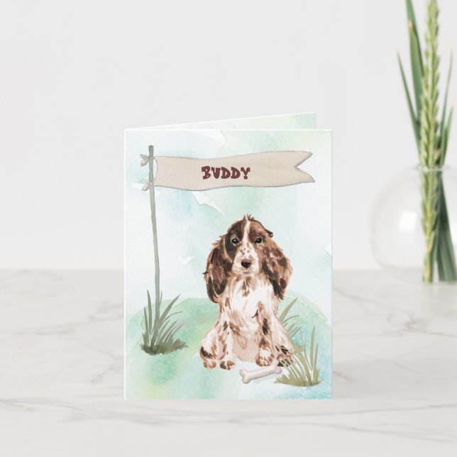 Brown Cocker Spaniel Gratulation zum neuen Hund (Vorderseite)