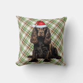 Brown Cocker Spaniel Saisonaler Karierter Weihnach Kissen