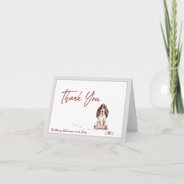  Brown Cocker Spanier Haustier Hund personalisiere Dankeskarte (Vorderseite)