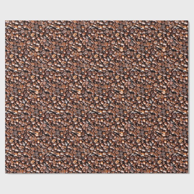 Brown Coffee Beans gepolstertes Muster Geschenkpapier (Flach)