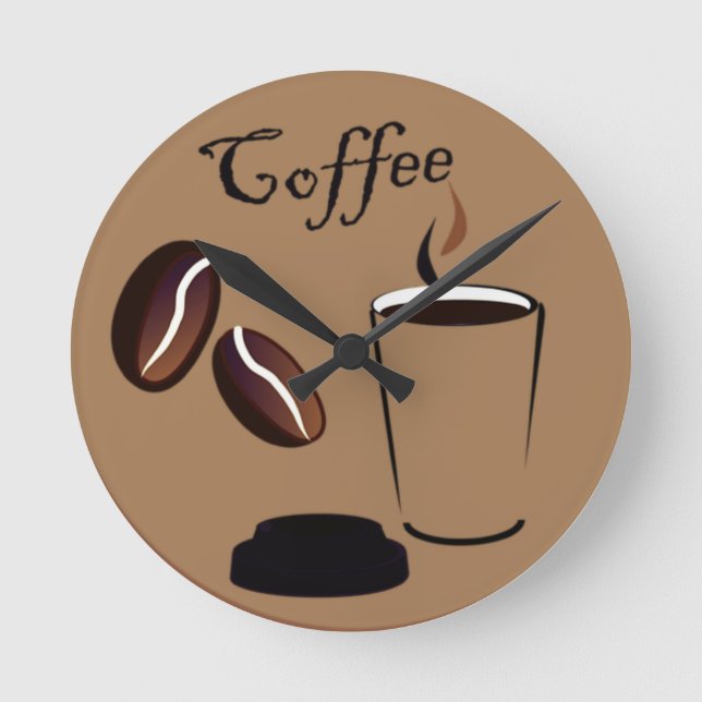 Brown Coffee Clock Runde Wanduhr (Vorderseite)