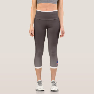 Brown Color Gradient with US Flag Capri Leggings
