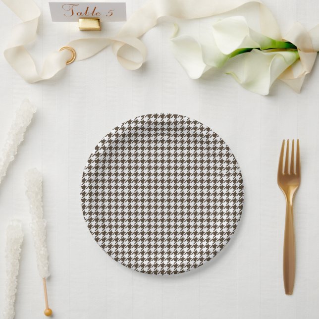 Brown Combination Hahnentrittmuster von Shirley Ta Pappteller (Hochzeit)