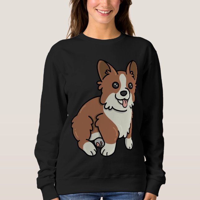 Brown Corgi Premium Sweatshirt (Vorderseite)