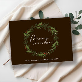 BROWN CORPORATE CHIC HOLLY BERRY WREATH CHRISTMAS FEIERTAGSKARTE