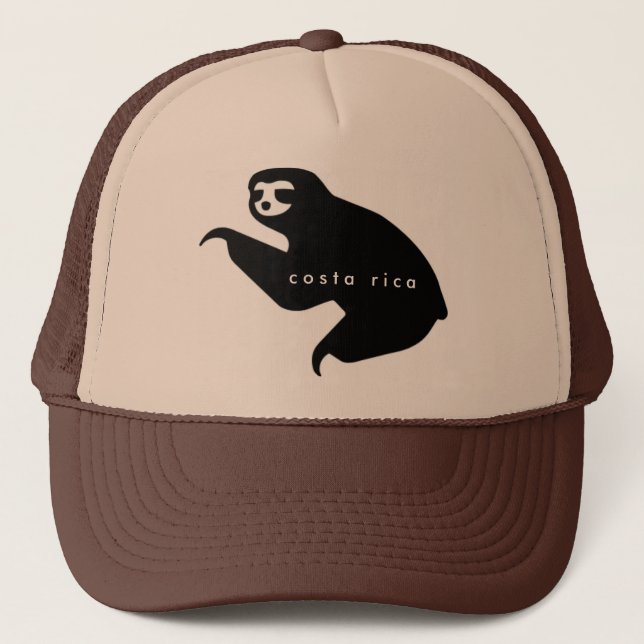 Brown Costa Rica Sloth Souvenir Hat Truckerkappe (Vorderseite)