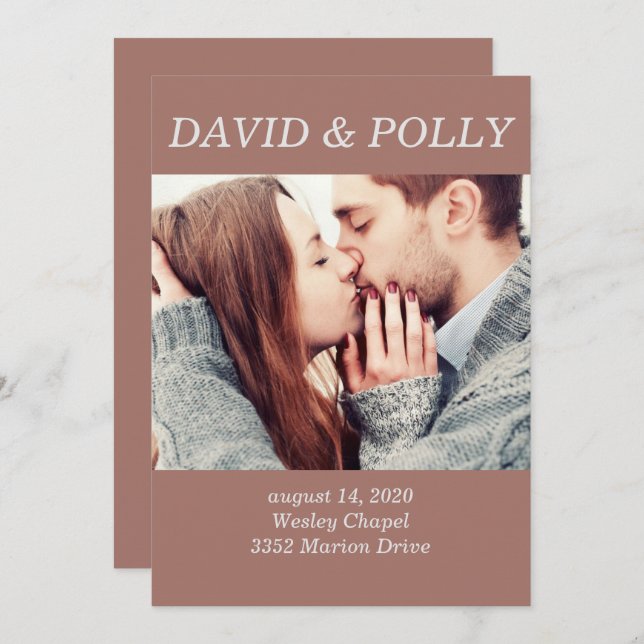 Brown Couple Foto Einladung (Vorne/Hinten)